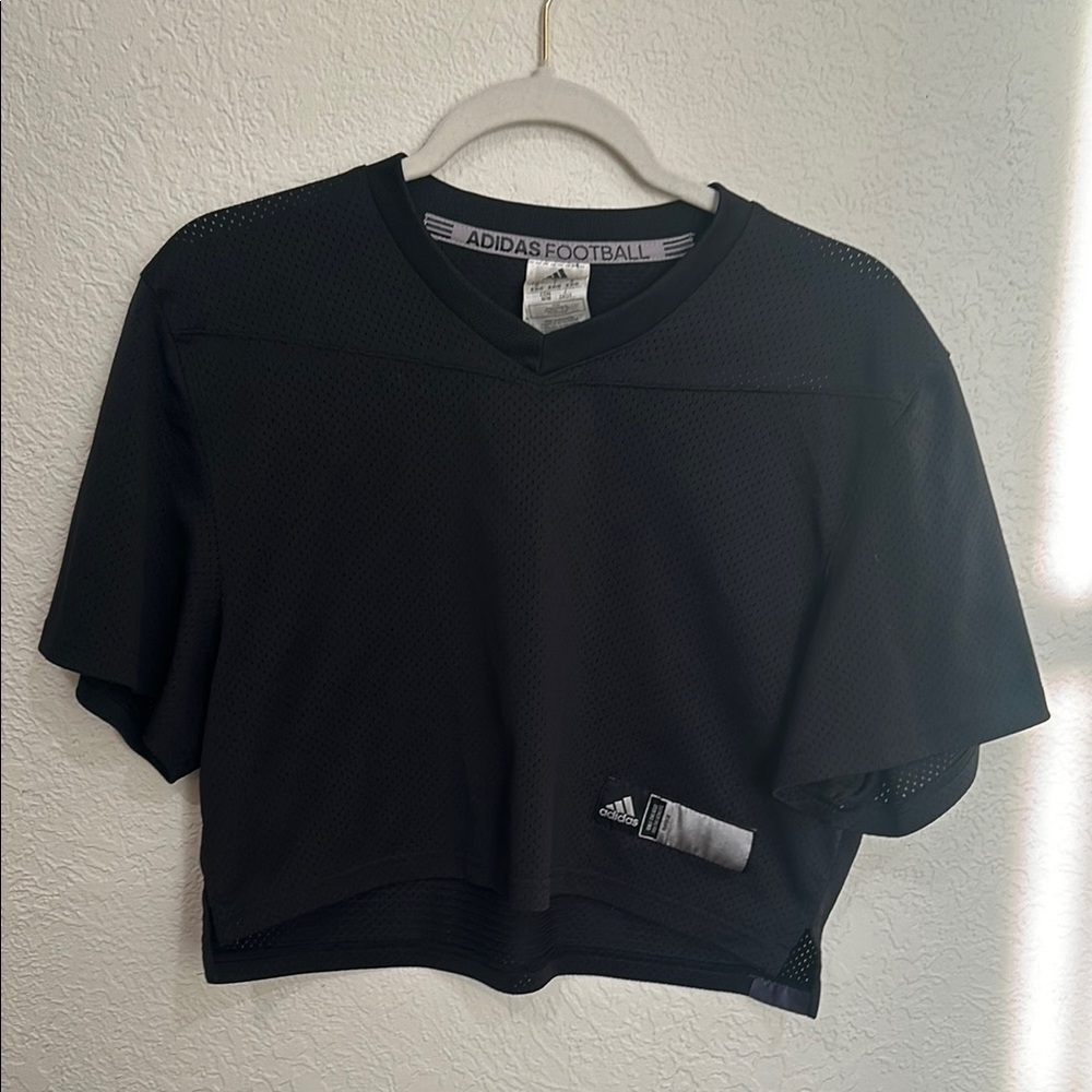 Adidas Black Boxy Crop T-Shirt Jersey
